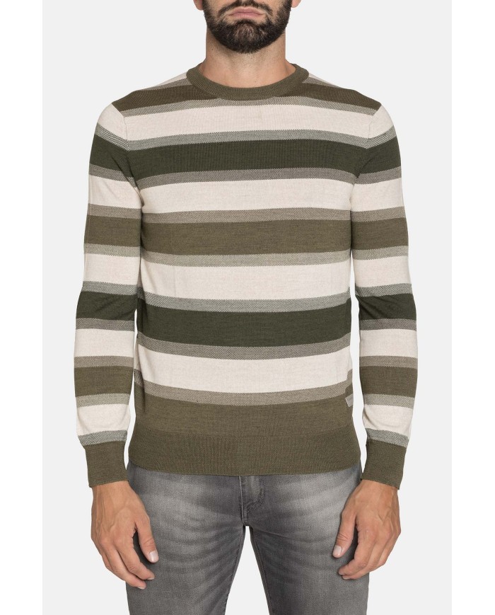 MAGLIA GIROCOLLO RIGATA MISTO LANA