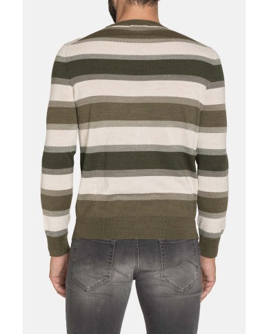 MAGLIA GIROCOLLO RIGATA MISTO LANA