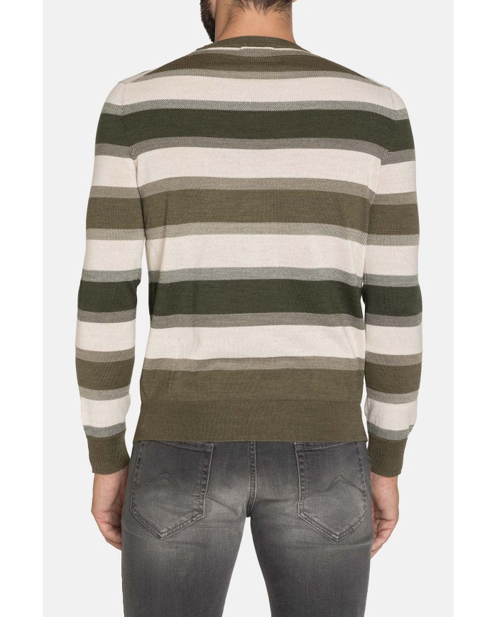 MAGLIA GIROCOLLO RIGATA MISTO LANA