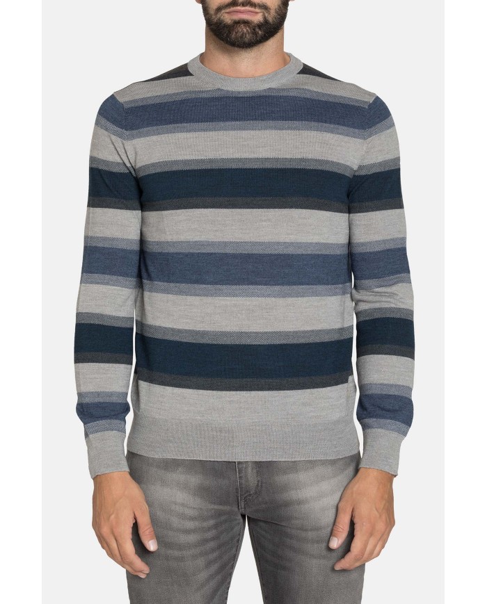 MAGLIA GIROCOLLO RIGATA MISTO LANA