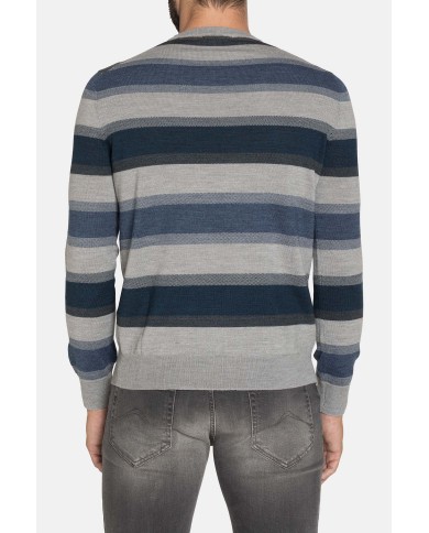 MAGLIA GIROCOLLO RIGATA MISTO LANA