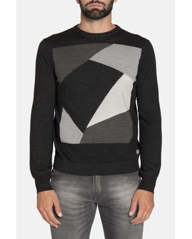 MAGLIA GIROCOLLO RIGATA MISTO LANA