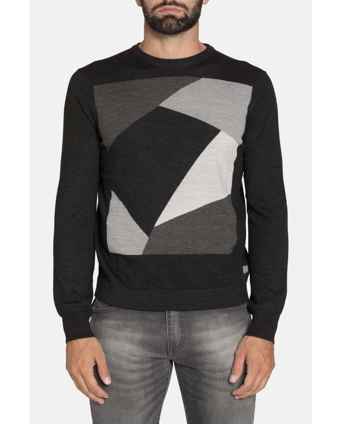 MAGLIA GIROCOLLO RIGATA MISTO LANA