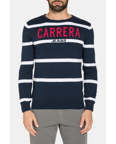 MAGLIA RIGATA GIROCOLLO IN COTONE