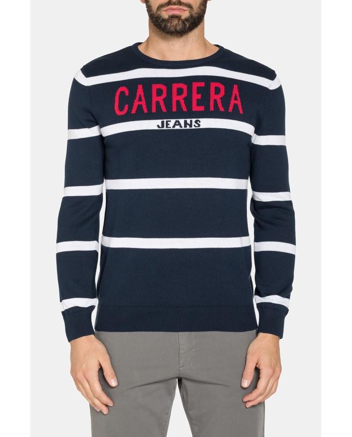 MAGLIA RIGATA GIROCOLLO IN COTONE