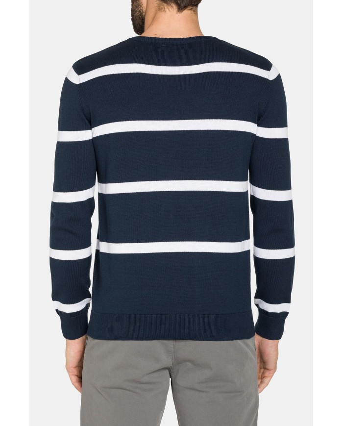 MAGLIA RIGATA GIROCOLLO IN COTONE