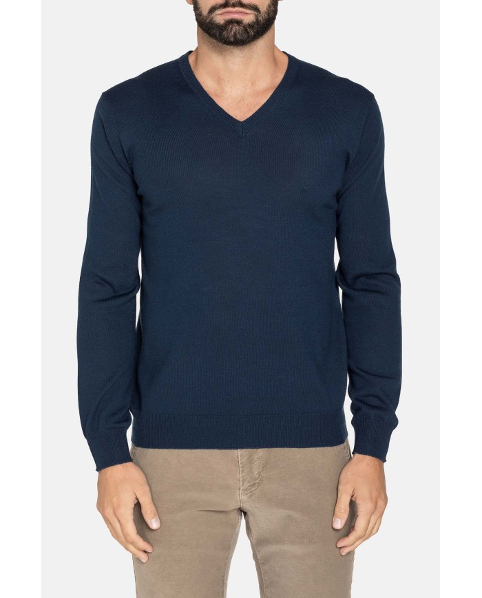 MAGLIA SCOLLO V MISTO LANA