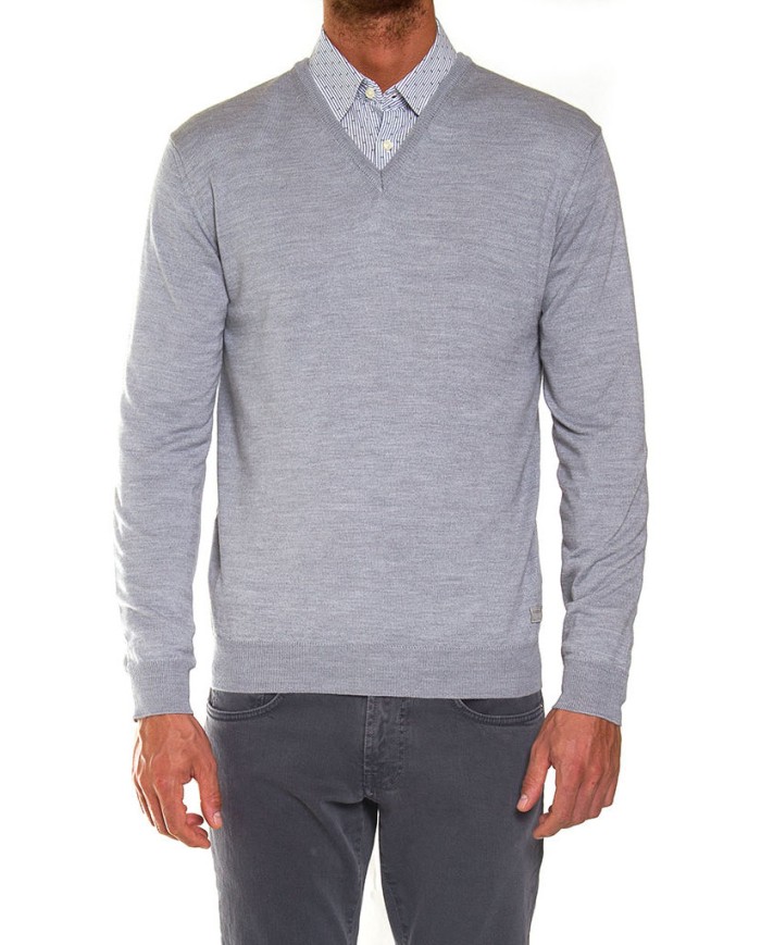 MAGLIA SCOLLO V MISTO LANA