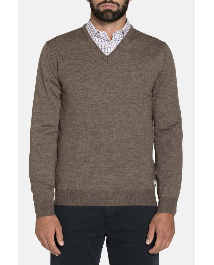 MAGLIA SCOLLO V MISTO LANA