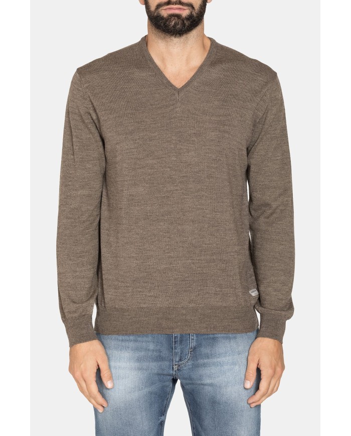 MAGLIA SCOLLO V MISTO LANA