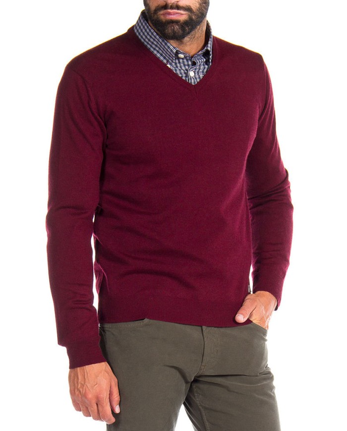 MAGLIA SCOLLO V MISTO LANA