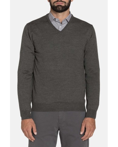 MAGLIA SCOLLO V MISTO LANA