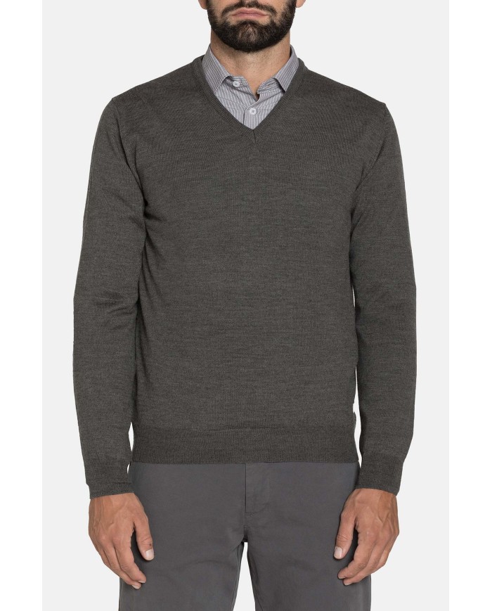 MAGLIA SCOLLO V MISTO LANA