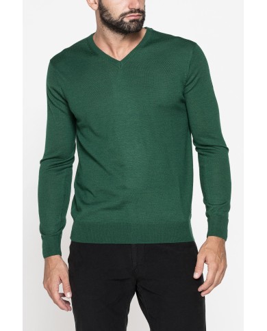 MAGLIA SCOLLO V IN MISTO LANA MERINOS LAVABILE IN LAVATRICE