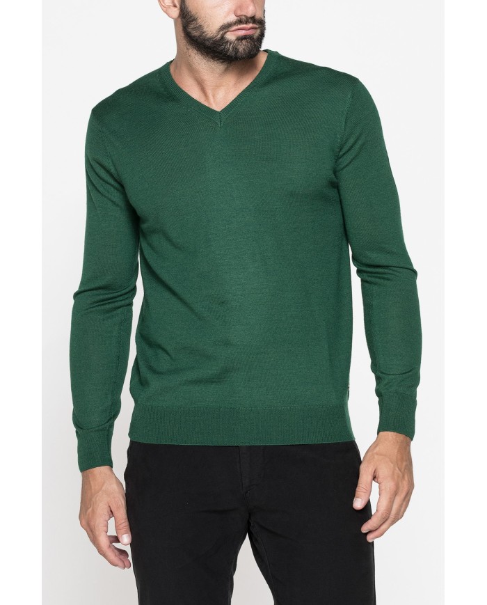 MAGLIA SCOLLO V IN MISTO LANA MERINOS LAVABILE IN LAVATRICE