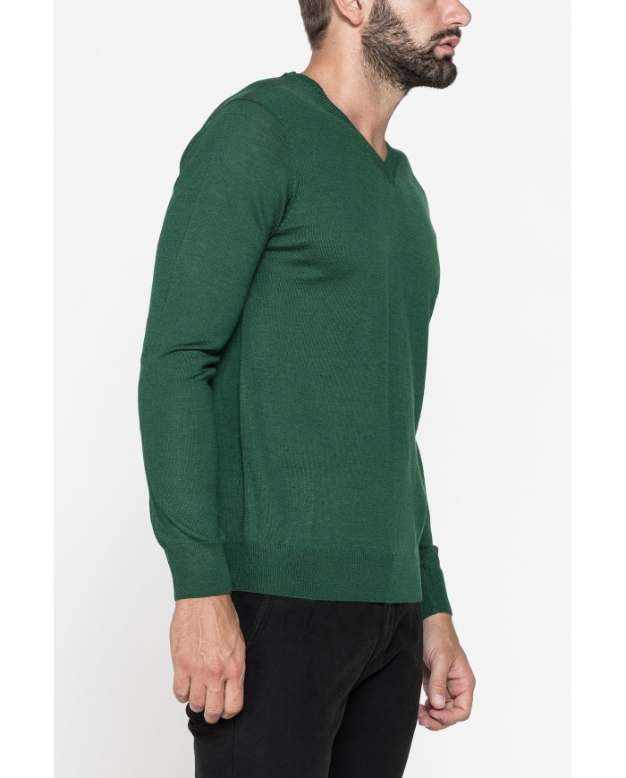 MAGLIA SCOLLO V IN MISTO LANA MERINOS LAVABILE IN LAVATRICE