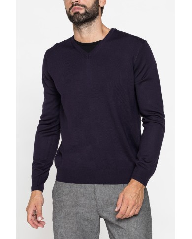 MAGLIA SCOLLO V IN MISTO LANA MERINOS LAVABILE IN LAVATRICE