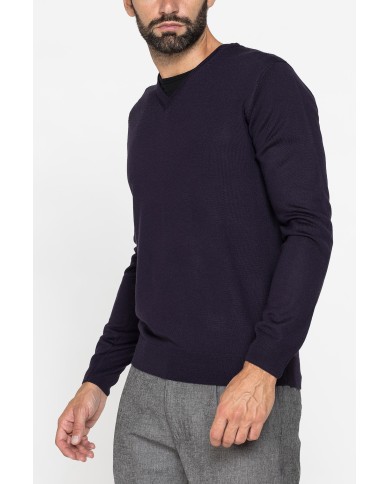 MAGLIA SCOLLO V IN MISTO LANA MERINOS LAVABILE IN LAVATRICE