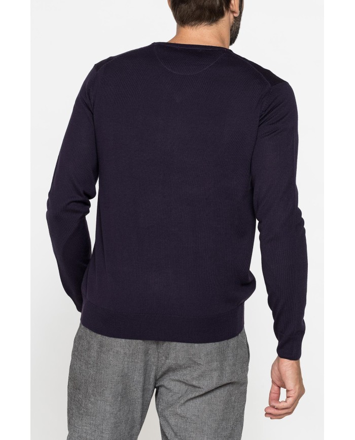 MAGLIA SCOLLO V IN MISTO LANA MERINOS LAVABILE IN LAVATRICE