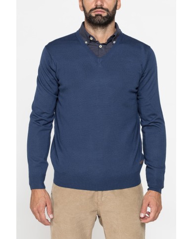 MAGLIA SCOLLO V IN MISTO LANA MERINOS LAVABILE IN LAVATRICE