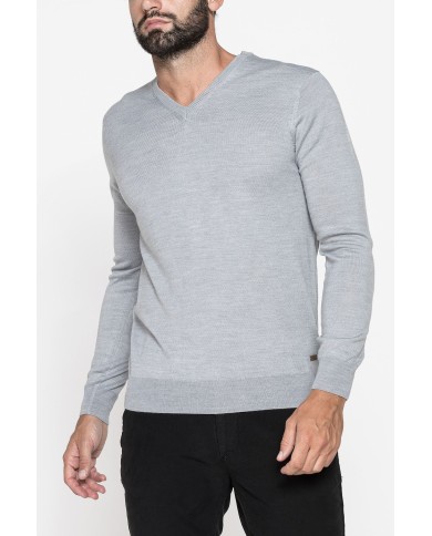 MAGLIA SCOLLO V IN MISTO LANA MERINOS LAVABILE IN LAVATRICE