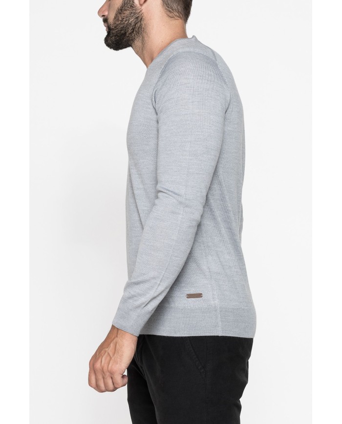 MAGLIA SCOLLO V IN MISTO LANA MERINOS LAVABILE IN LAVATRICE