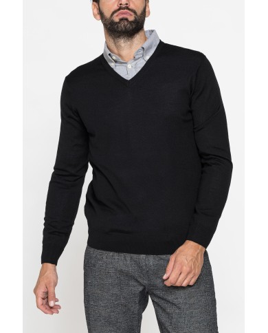 MAGLIA SCOLLO V IN MISTO LANA MERINOS LAVABILE IN LAVATRICE