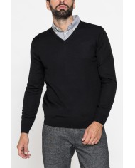 MAGLIA SCOLLO V IN MISTO LANA MERINOS LAVABILE IN LAVATRICE