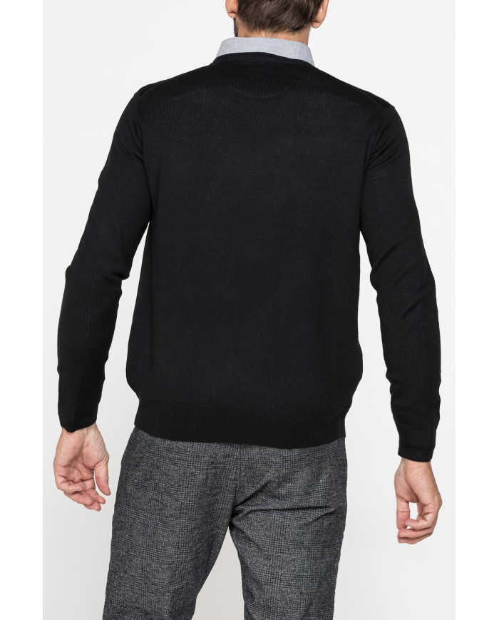 MAGLIA SCOLLO V IN MISTO LANA MERINOS LAVABILE IN LAVATRICE