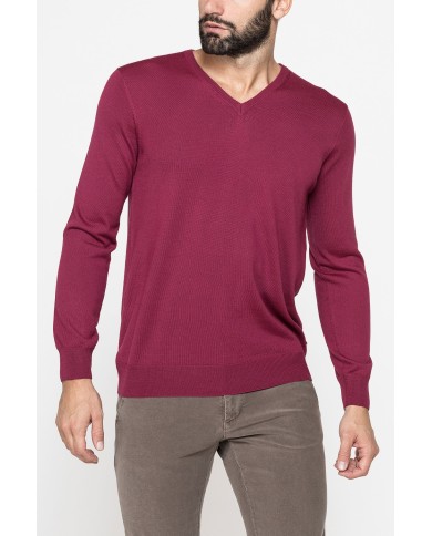 MAGLIA SCOLLO V IN MISTO LANA MERINOS LAVABILE IN LAVATRICE