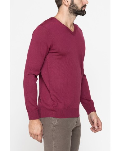 MAGLIA SCOLLO V IN MISTO LANA MERINOS LAVABILE IN LAVATRICE