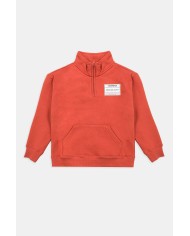 FELPA CON MEZZA ZIP E TASCHE DAVANTI, FELPATA ALL'INTERNO