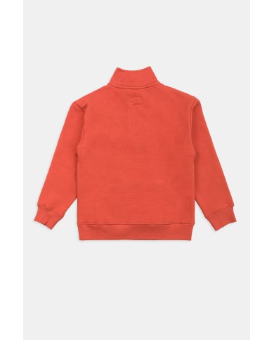 FELPA CON MEZZA ZIP E TASCHE DAVANTI, FELPATA ALL'INTERNO