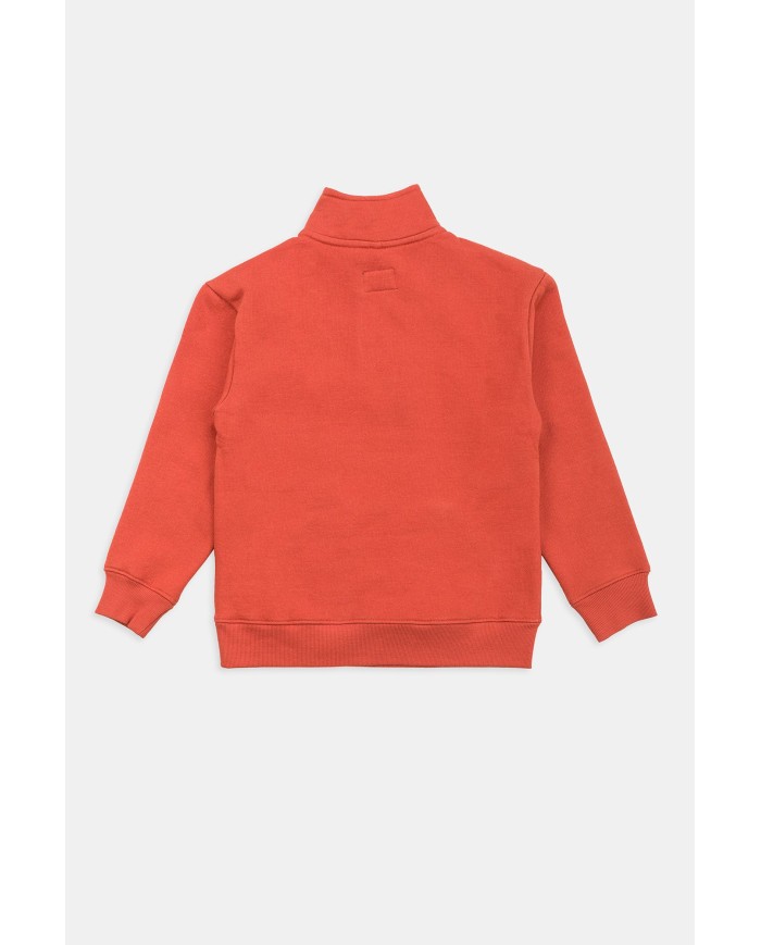 FELPA CON MEZZA ZIP E TASCHE DAVANTI, FELPATA ALL'INTERNO