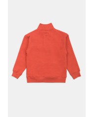 FELPA CON MEZZA ZIP E TASCHE DAVANTI, FELPATA ALL'INTERNO