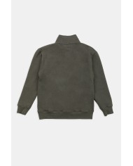 FELPA CON MEZZA ZIP E TASCHE DAVANTI, FELPATA ALL'INTERNO