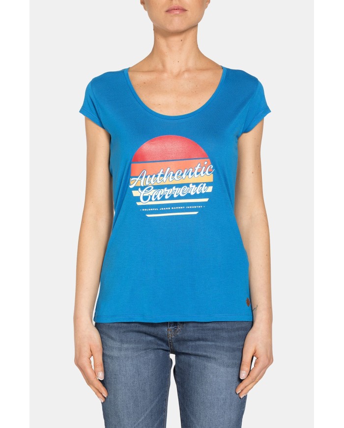 T-SHIRT CON SCOLLO ROTONDO IN 100% VISCOSA.