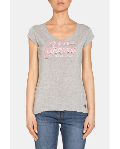 T-SHIRT CON SCOLLO ROTONDO IN 100% VISCOSA.