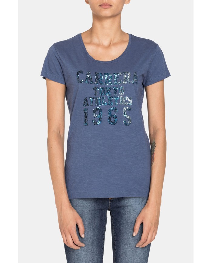 T SHIRT GIROCOLLO CON STAMPA IN JERSEY SLUB. Vestibilità slim.