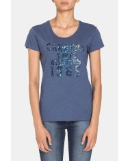 T SHIRT GIROCOLLO CON STAMPA IN JERSEY SLUB. Vestibilità slim.