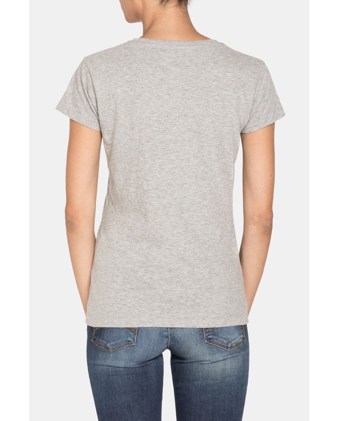 T SHIRT GIROCOLLO CON STAMPA IN JERSEY SLUB. Vestibilità slim.