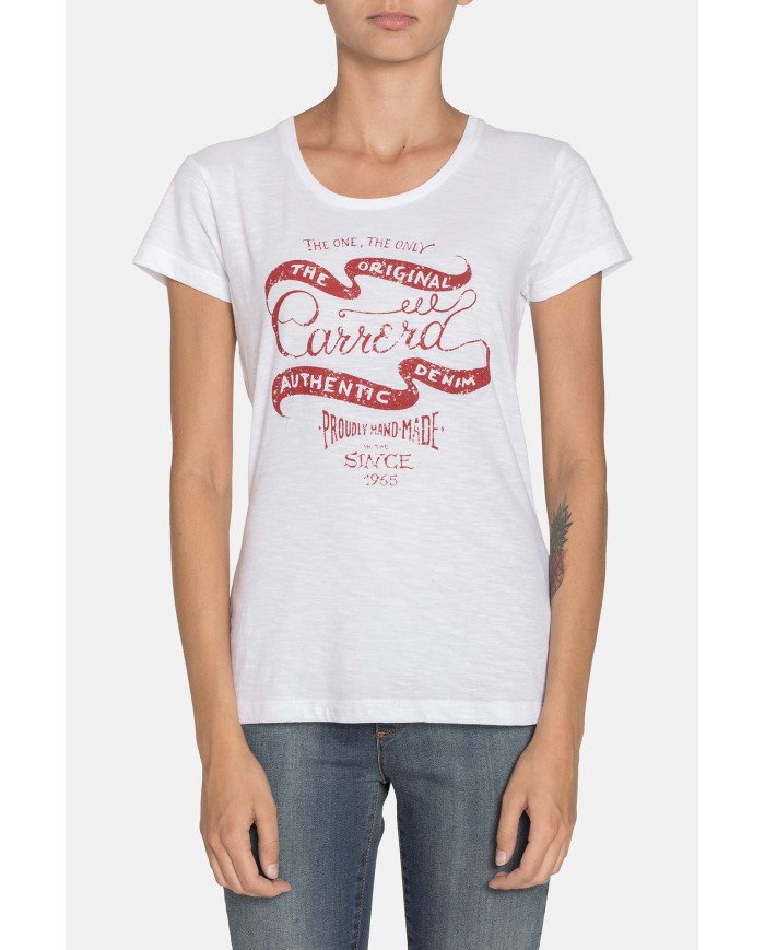 T SHIRT GIROCOLLO CON STAMPA IN JERSEY SLUB. Vestibilità slim.