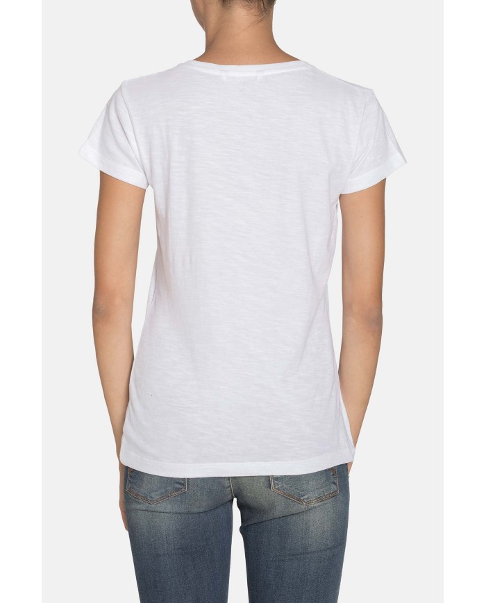 T SHIRT GIROCOLLO CON STAMPA IN JERSEY SLUB. Vestibilità slim.