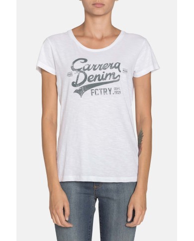 T SHIRT GIROCOLLO CON STAMPA IN JERSEY SLUB. Vestibilità slim.