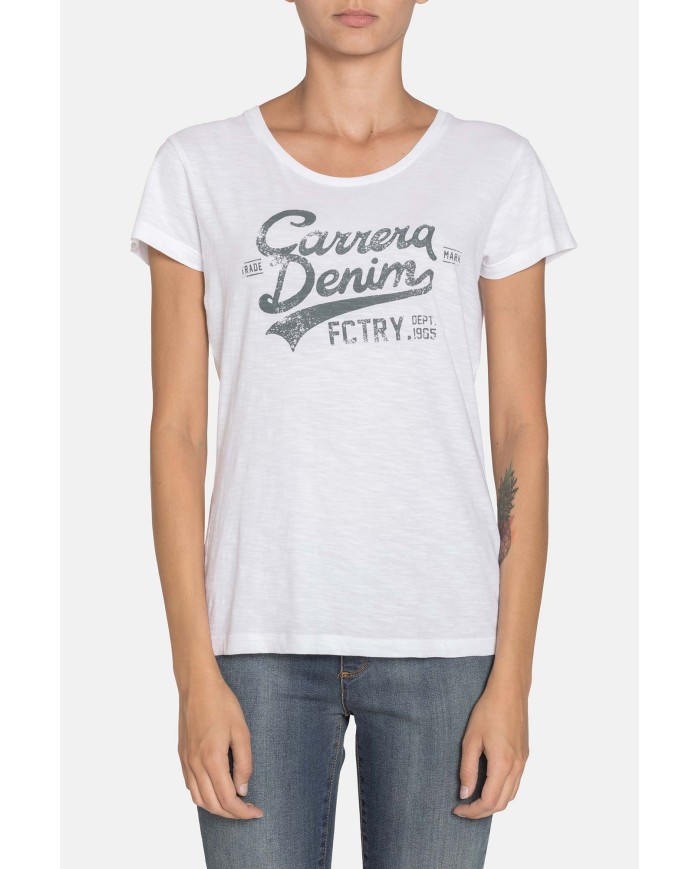 T SHIRT GIROCOLLO CON STAMPA IN JERSEY SLUB. Vestibilità slim.