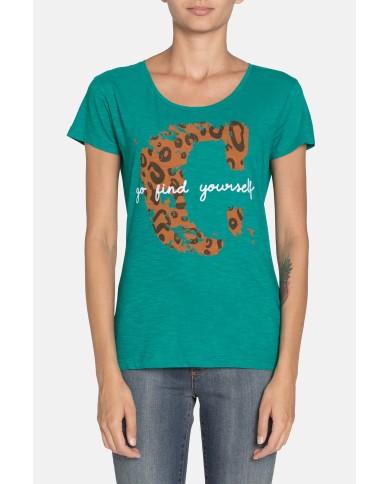 T SHIRT GIROCOLLO CON STAMPA IN JERSEY SLUB. Vestibilità slim.