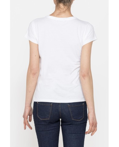 T-SHIRT GIROCOLLO CON STAMPA MODA IN JERSEY DI COTONE