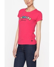 T-SHIRT GIROCOLLO CON STAMPA MODA IN JERSEY DI COTONE