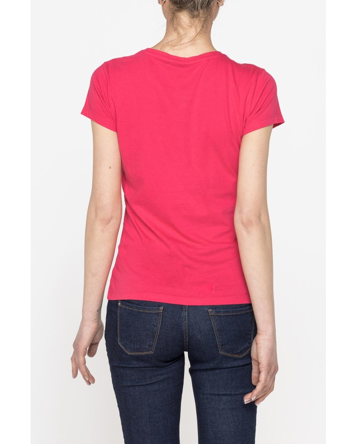 T-SHIRT GIROCOLLO CON STAMPA MODA IN JERSEY DI COTONE