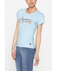 T-SHIRT GIROCOLLO CON STAMPA MODA IN JERSEY DI COTONE